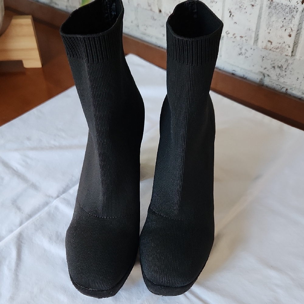 MIA Black Knit Sock Platform Women's Booties